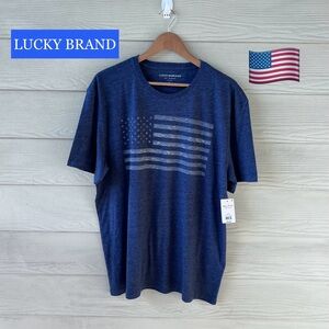 Lucky Brand Men’s XL Blue USA Flag Graphic T-Shirt NWT Soft Cotton Blend